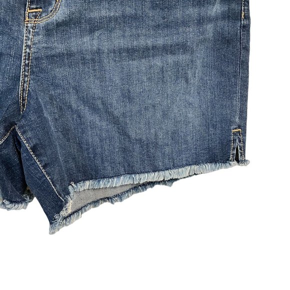 NWT Seven7 Jeans Low Rise Comfort Stretch Fray Hem Blue Denim Short Plus Size 16 - Picture 4 of 9